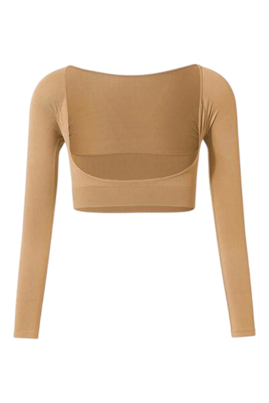 Rhonda Shear Women's 4-Way Stretch Seamless Arm Shaper Suntan - Regular